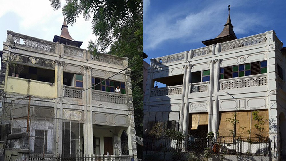 Gool Lodge, before it was restored (left), and on April 14, 2013, the day of The Conflictorium's inauguration. Gool Lodge, before it was restored (left), and on April 14, 2013, the day of The Conflictorium's inauguration.