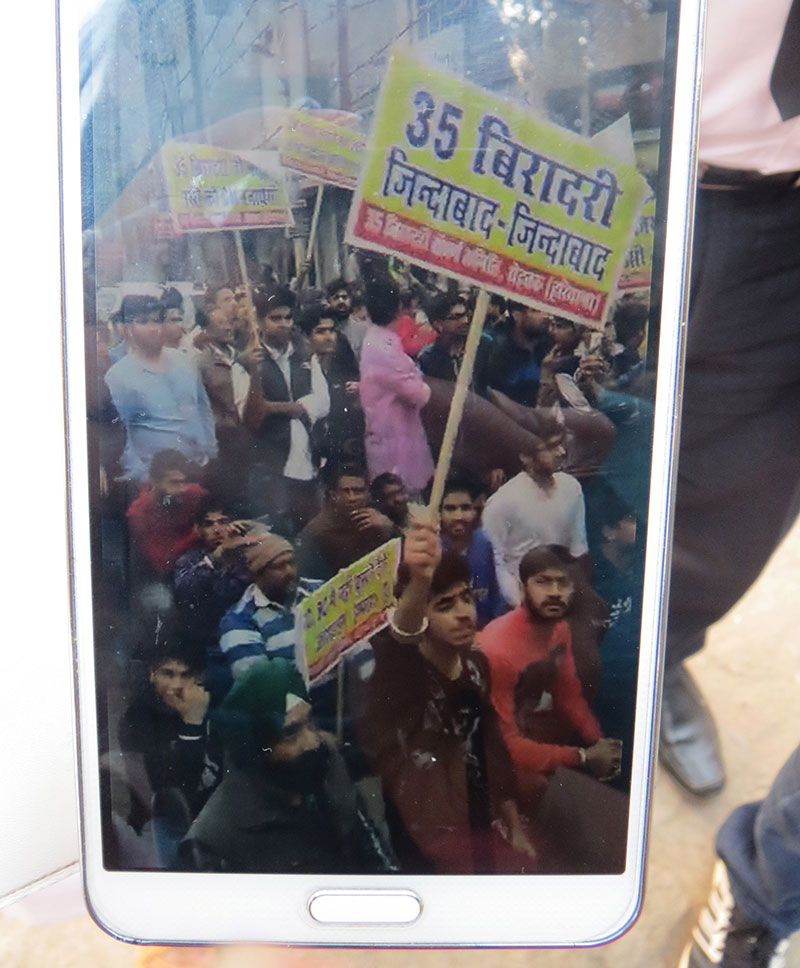 Rohtak lawyers blame a group of Punjabi traders carrying banners proclaiming '35 Castes Unity' for provoking violence on February 18. Rohtak lawyers blame a group of Punjabi traders carrying banners proclaiming '35 Castes Unity' for provoking violence on February 18.