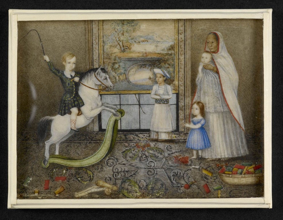 Children of Sir John and Lady Login, their ayah and Indian playmate, c. 1846. Watercolour on ivory by an unknown Indian artist. Image courtesy of the British Library Board. Children of Sir John and Lady Login, their ayah and Indian playmate, c. 1846. Watercolour on ivory by an unknown Indian artist. Image courtesy of the British Library Board.