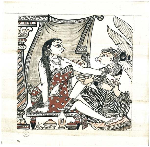 Normally an image associated with Radha and Krishna, Parida used non-religious figures for wide appeal. Image credit: Artisans' Normally an image associated with Radha and Krishna, Parida used non-religious figures for wide appeal. Image credit: Artisans'