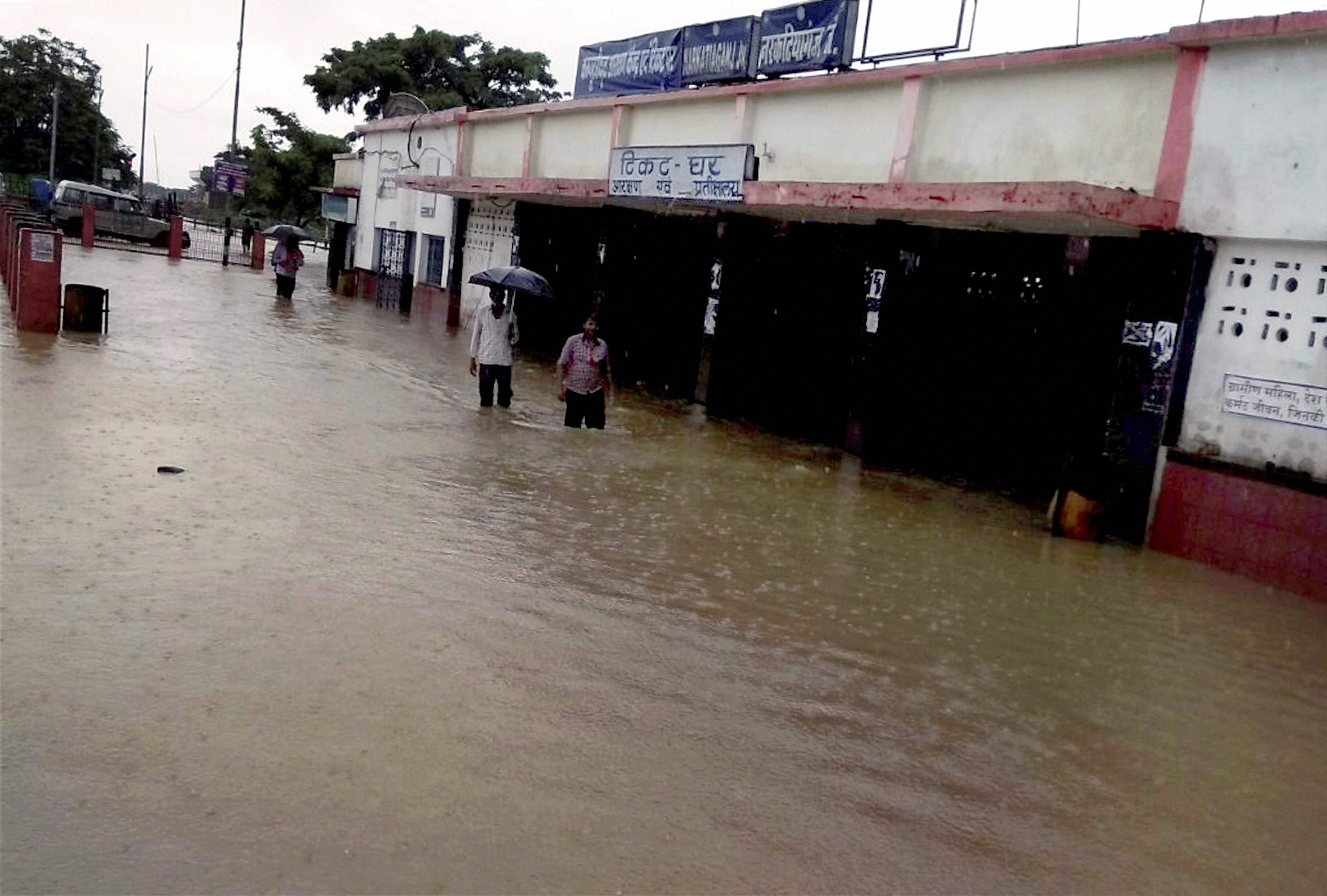 Flooded streets in Champaran district of Bihar. PTI Photo Flooded streets in Champaran district of Bihar. PTI Photo