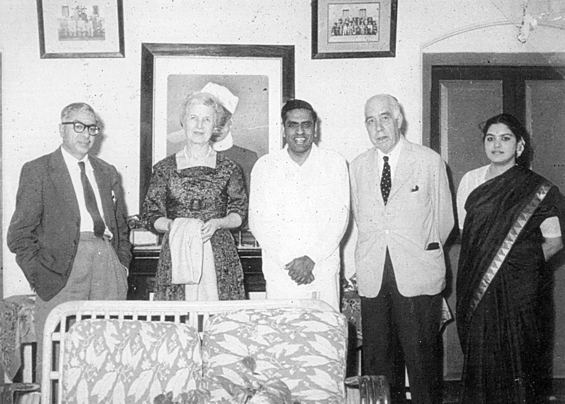Nobel Laureate Niels Bohr and Mrs Bohr with Alladi and Lalitha Ramakrishnan at Ekamra Nivas, Jan 1960. Photo credit: Alladi Krishnaswami blog. Nobel Laureate Niels Bohr and Mrs Bohr with Alladi and Lalitha Ramakrishnan at Ekamra Nivas, Jan 1960. Photo credit: Alladi Krishnaswami blog.