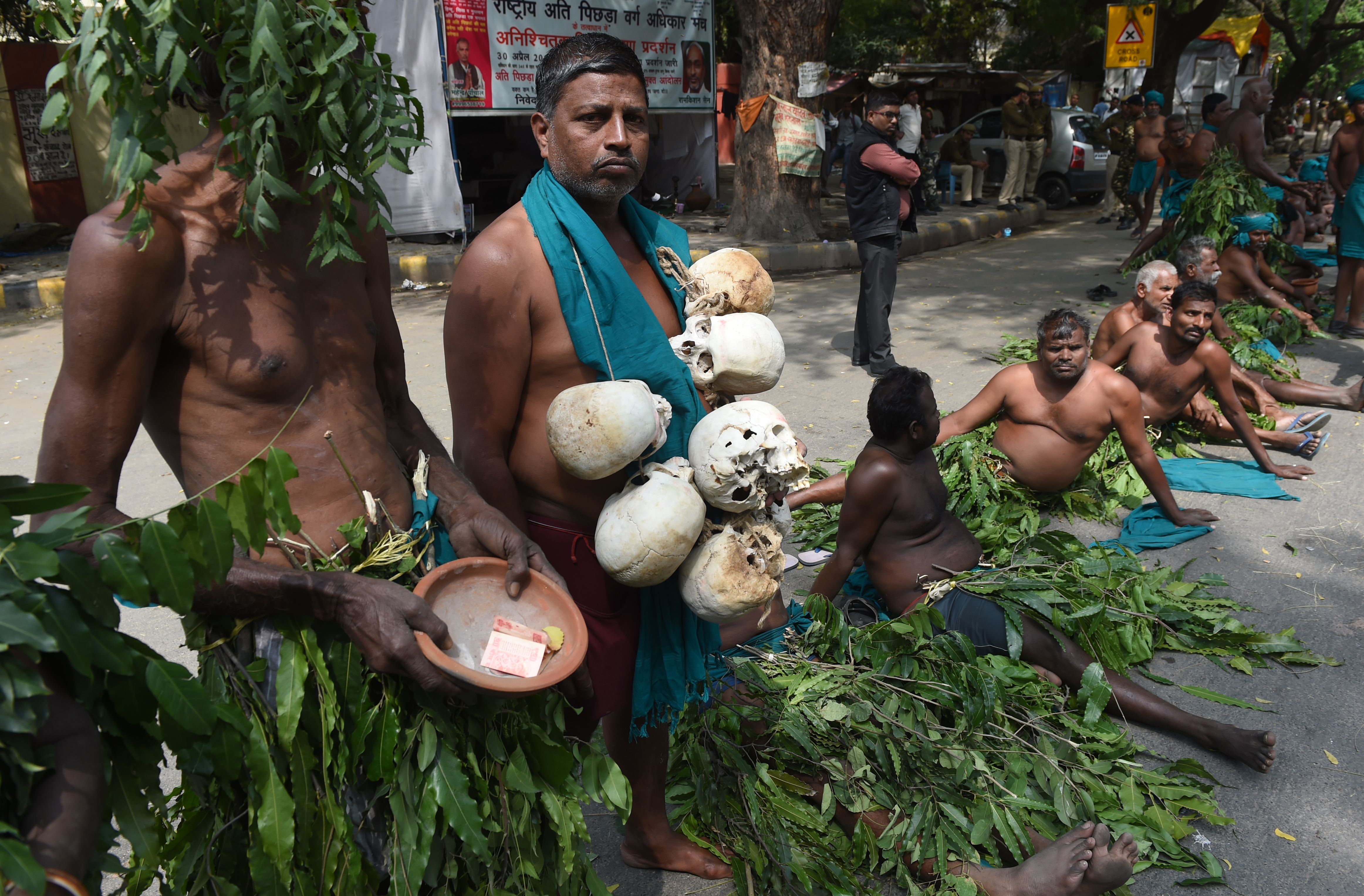 Real issues such as the protest by Tamil Nadu farmers in Delhi are lost in the din of controversies such as the alcohol ban and the azaan row that dominate TV debates. (Credit: Prakash Singh / AFP) Real issues such as the protest by Tamil Nadu farmers in Delhi are lost in the din of controversies such as the alcohol ban and the azaan row that dominate TV debates. (Credit: Prakash Singh / AFP)
