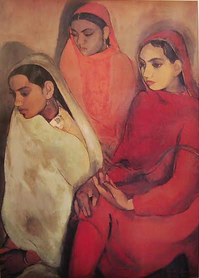 'Three Girls' was painted by the artist shortly after her return to India in 1934. 'Three Girls' was painted by the artist shortly after her return to India in 1934.