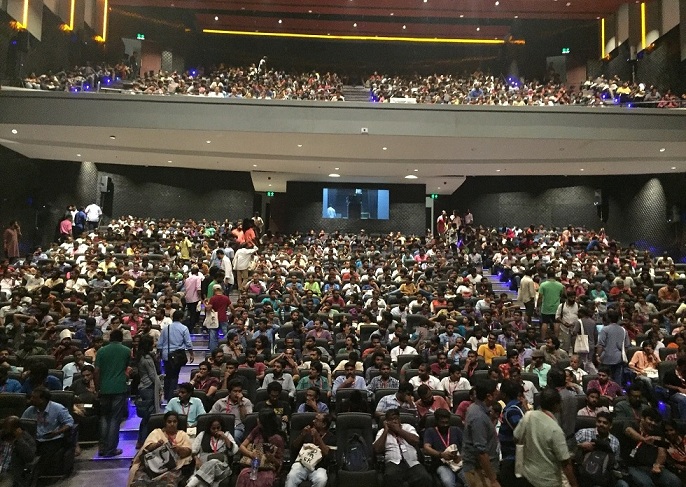 A packed hall at Tagore Theatre for the ‘Diab’ screening. A packed hall at Tagore Theatre for the ‘Diab’ screening.