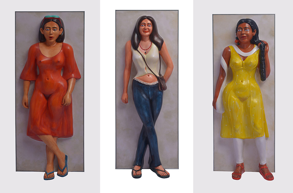 Ravinder Reddy Relief I, II and III painted on Polyester Resin fiberglass 1980 - 81 Ravinder Reddy Relief I, II and III painted on Polyester Resin fiberglass 1980 - 81