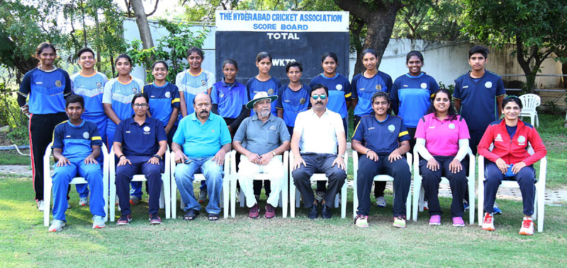 G Trisha, first from left, in the seated row. Image Credit: Hyderabad Cricket Association G Trisha, first from left, in the seated row. Image Credit: Hyderabad Cricket Association