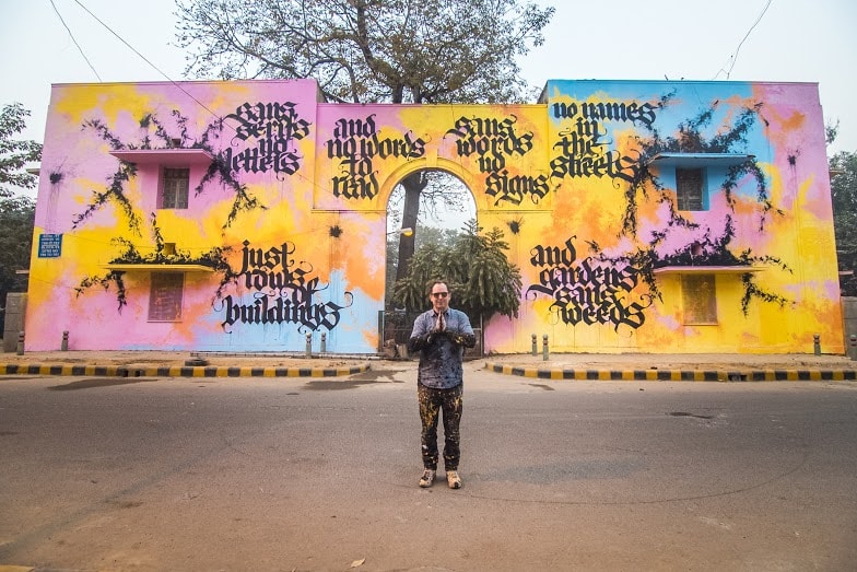 Art by Niels Shoe Meulman, Block 11, Lodhi Colony. (Photograph: Akshat Nauriyal). Art by Niels Shoe Meulman, Block 11, Lodhi Colony. (Photograph: Akshat Nauriyal).