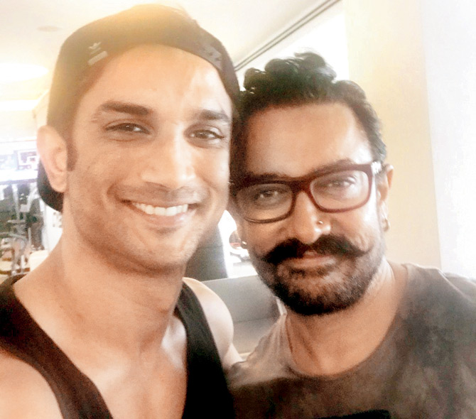 Sushant Singh Rajput’s selfie with Aamir Khan. Image credit: Instagram. Sushant Singh Rajput’s selfie with Aamir Khan. Image credit: Instagram.