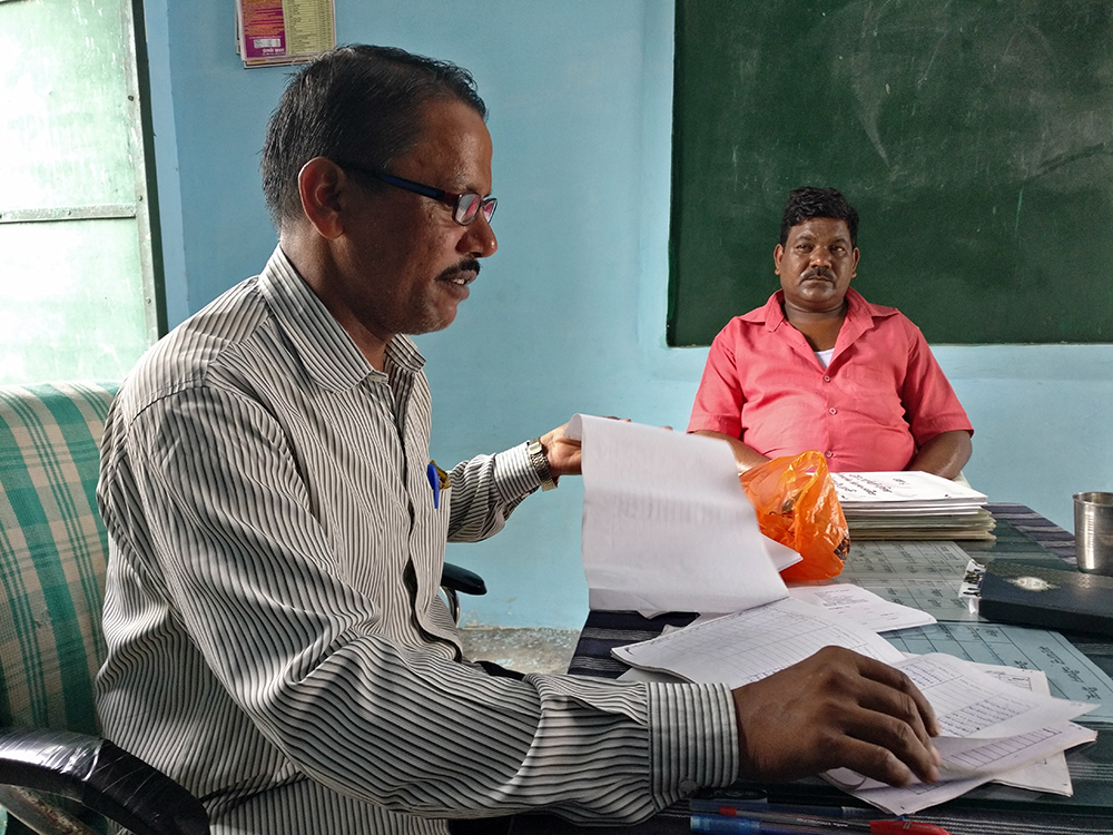 Bahadur Singh, principal of the upper primary school in Nanakheda, says he cannot complete the Aadhaar database of his students by the July 15 deadline. Photo credit: Shreya Roy Chowdhury Bahadur Singh, principal of the upper primary school in Nanakheda, says he cannot complete the Aadhaar database of his students by the July 15 deadline. Photo credit: Shreya Roy Chowdhury