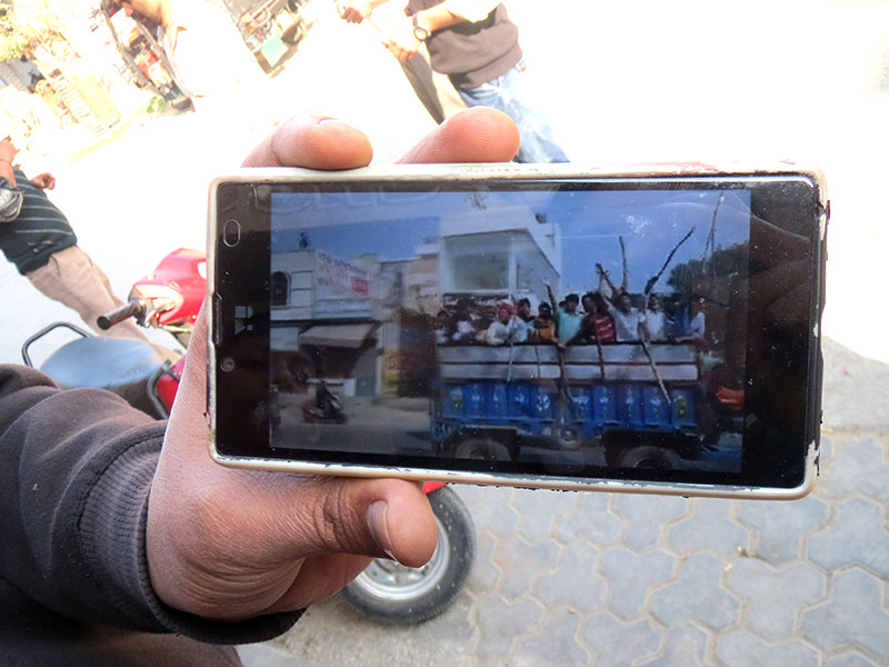Youth in Rohtak share videos of Jat agitators riding into into the city. Youth in Rohtak share videos of Jat agitators riding into into the city.