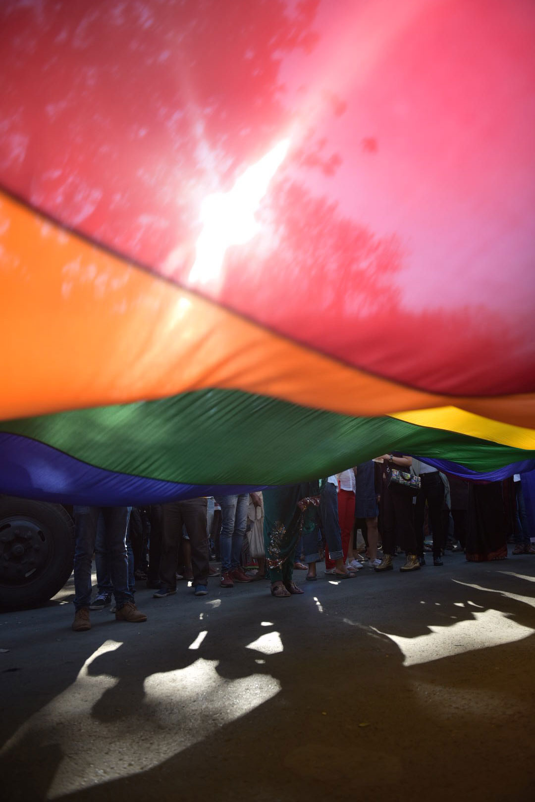 The rainbow flag is unfurled. The rainbow flag is unfurled.