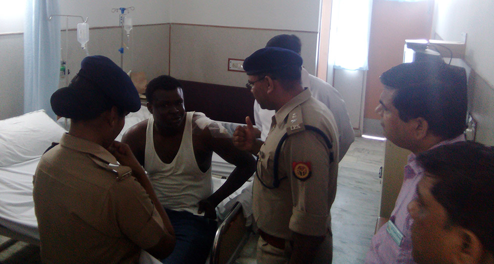 Officers at the hospital. Officers at the hospital.