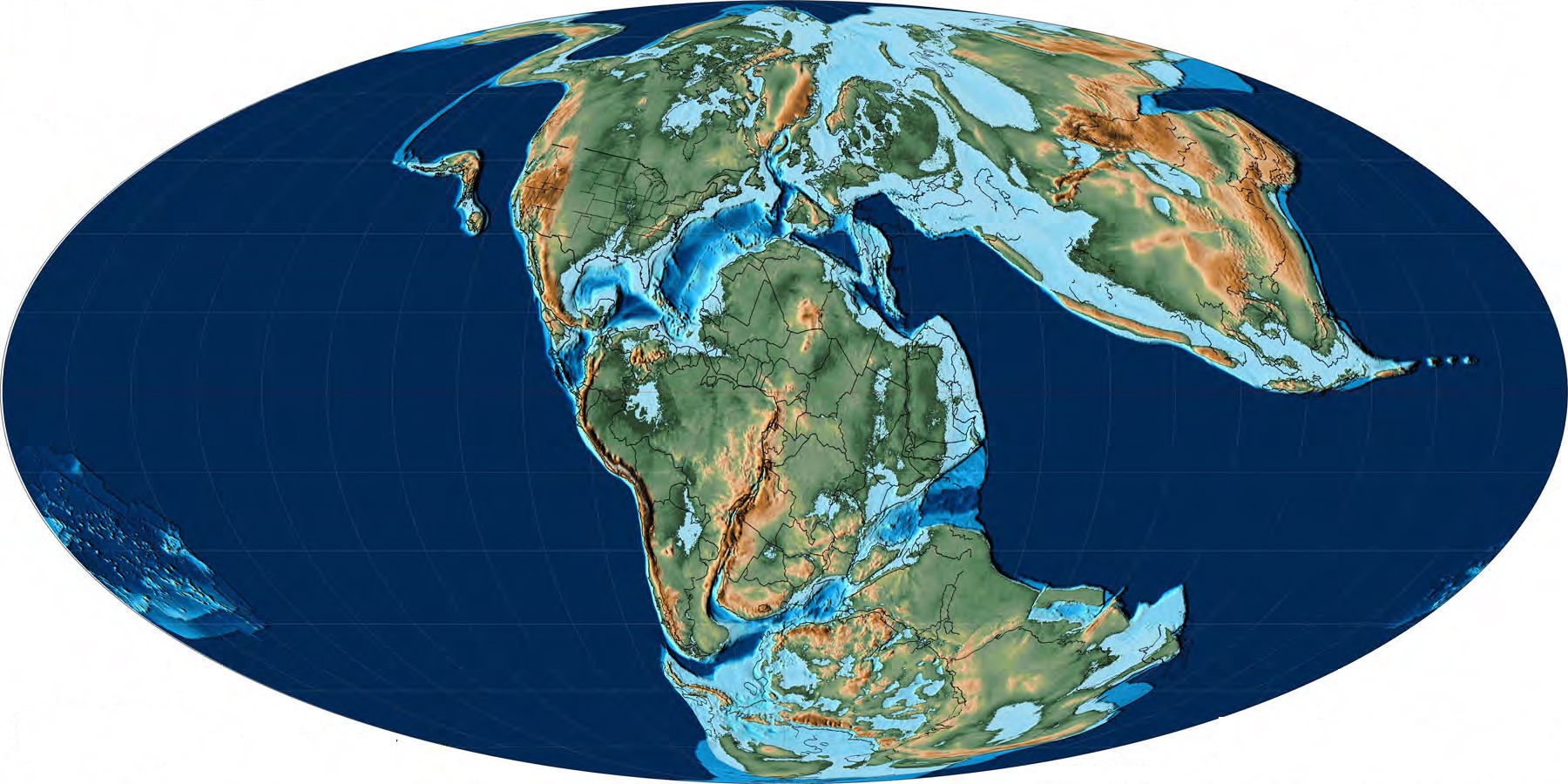 Around 145 million years ago, as land masses parted, seas began to invade the empty spaces. The yellow star marks the position of India. Notice that Kashmir pointed to the east and Kerala marked the western tip of India. The south and east were surrounded by a mass of islands which now make up Antarctica. Madagascar lay alongside Gujarat to Kerala and a shallow sea had begun to separate it from India. Around 145 million years ago, as land masses parted, seas began to invade the empty spaces. The yellow star marks the position of India. Notice that Kashmir pointed to the east and Kerala marked the western tip of India. The south and east were surrounded by a mass of islands which now make up Antarctica. Madagascar lay alongside Gujarat to Kerala and a shallow sea had begun to separate it from India.