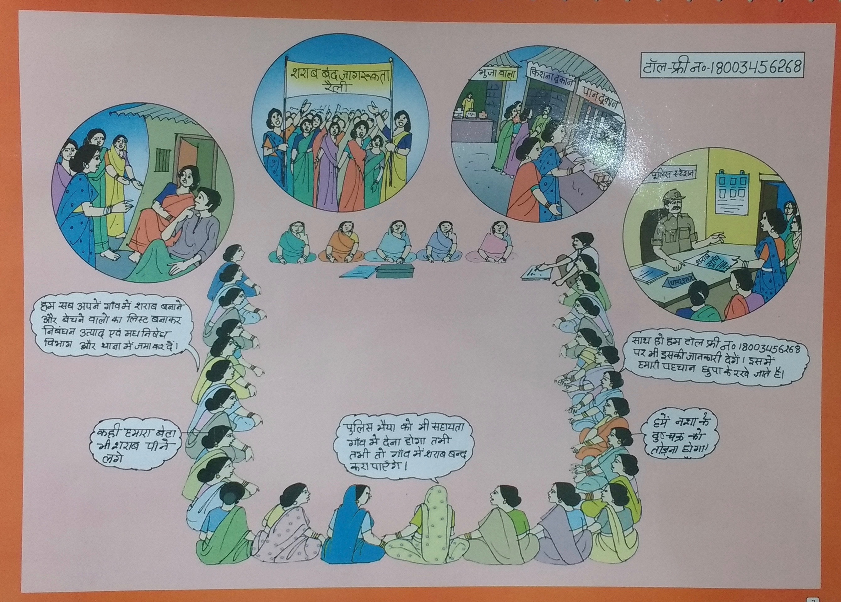 A Jeevika poster explains how the women of the village can enforce prohibition. A Jeevika poster explains how the women of the village can enforce prohibition.