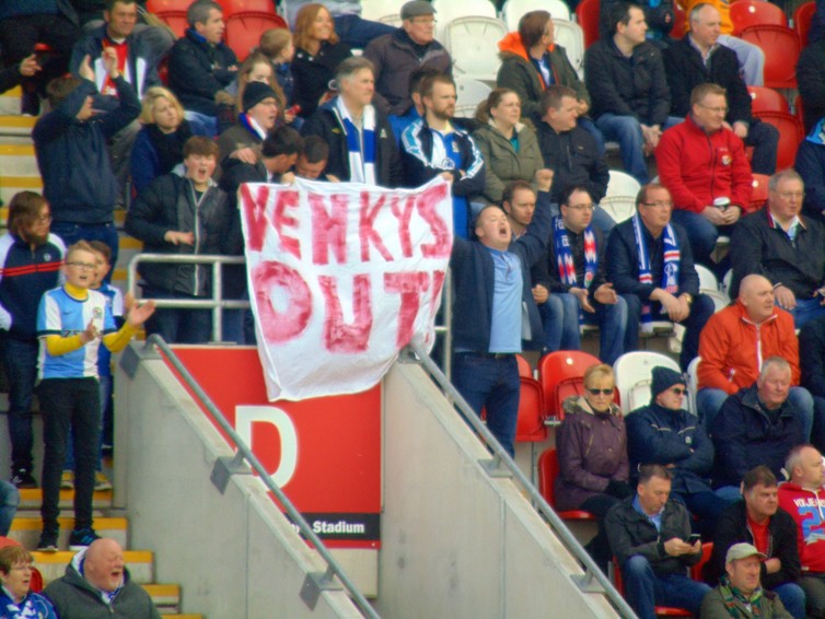 Blackburn Rovers fans protesting against the club owners in 2016. Chris Page/Flickr, CC BY Blackburn Rovers fans protesting against the club owners in 2016. Chris Page/Flickr, CC BY