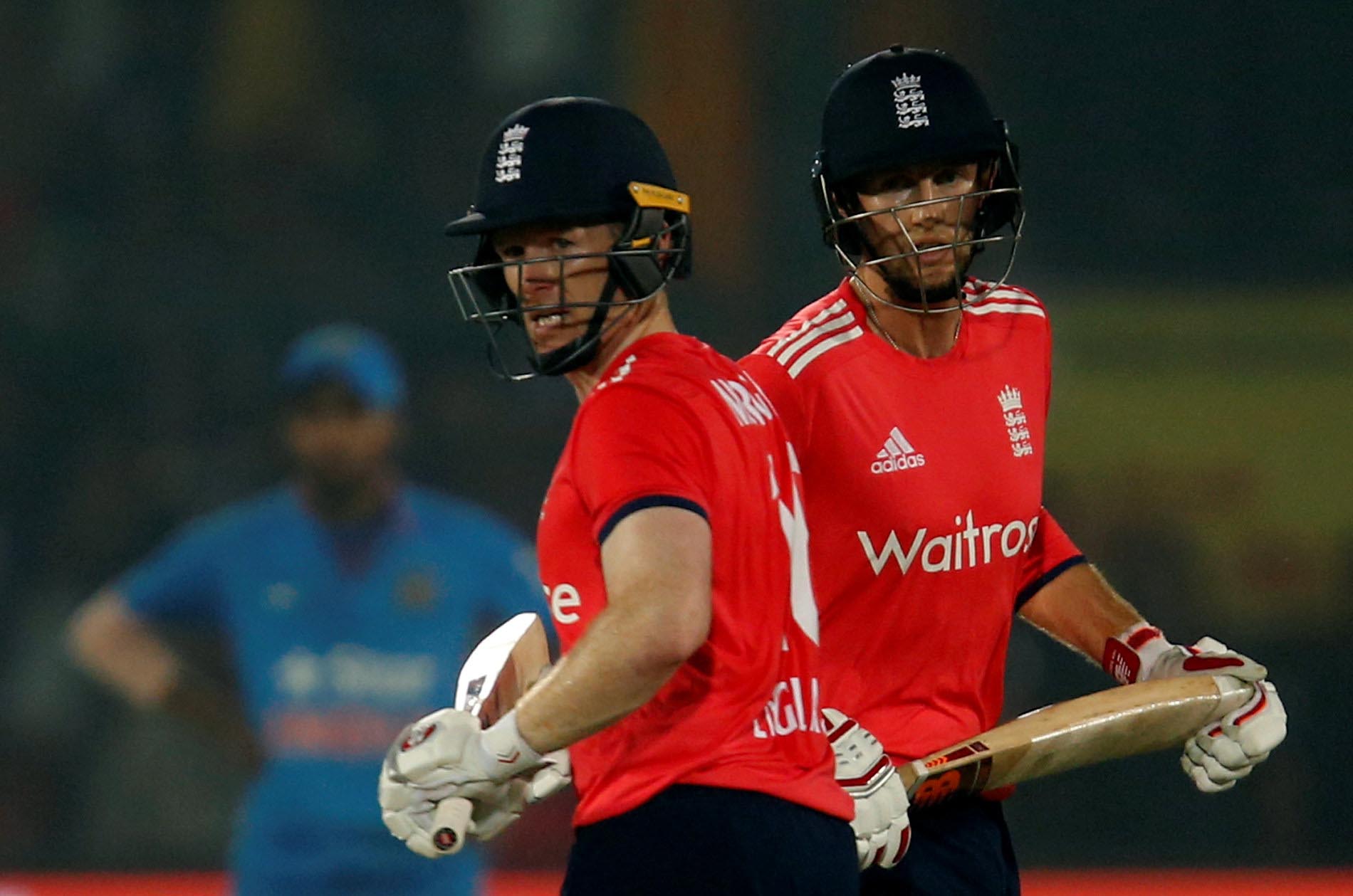 Eoin Morgan (left) has called for DRS to be introduced in T20s after an incorrect umpring decision to adjudge Joe Root out (Image credit: Reuters) Eoin Morgan (left) has called for DRS to be introduced in T20s after an incorrect umpring decision to adjudge Joe Root out (Image credit: Reuters)