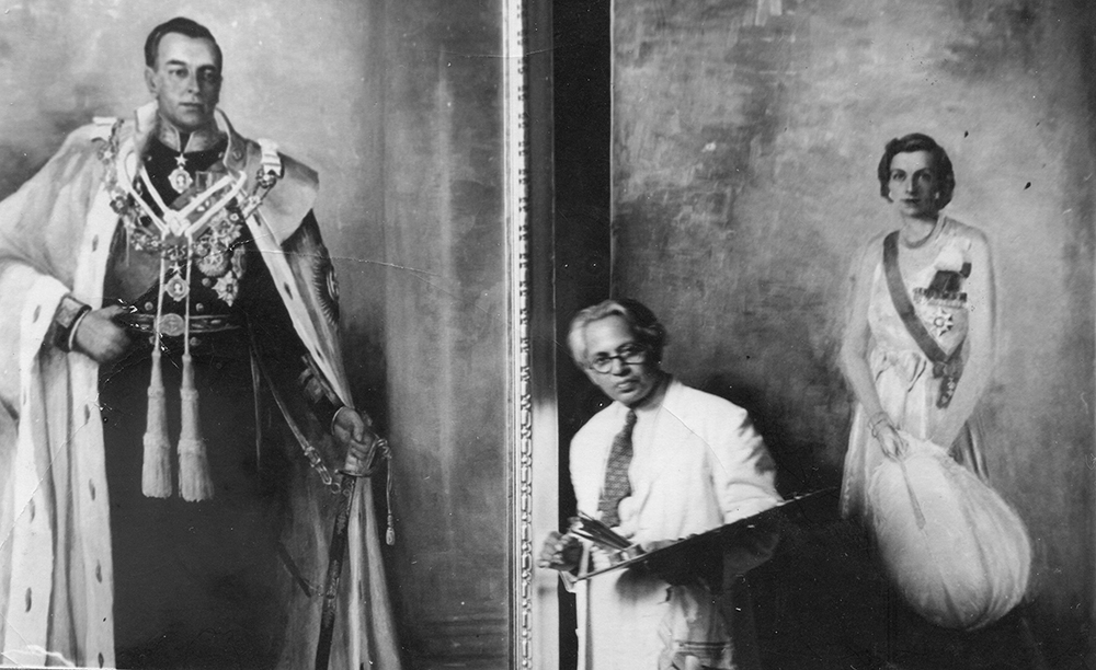 AP da Cruz working on his portraits of Lord and Lady Mountbatten. AP da Cruz working on his portraits of Lord and Lady Mountbatten.