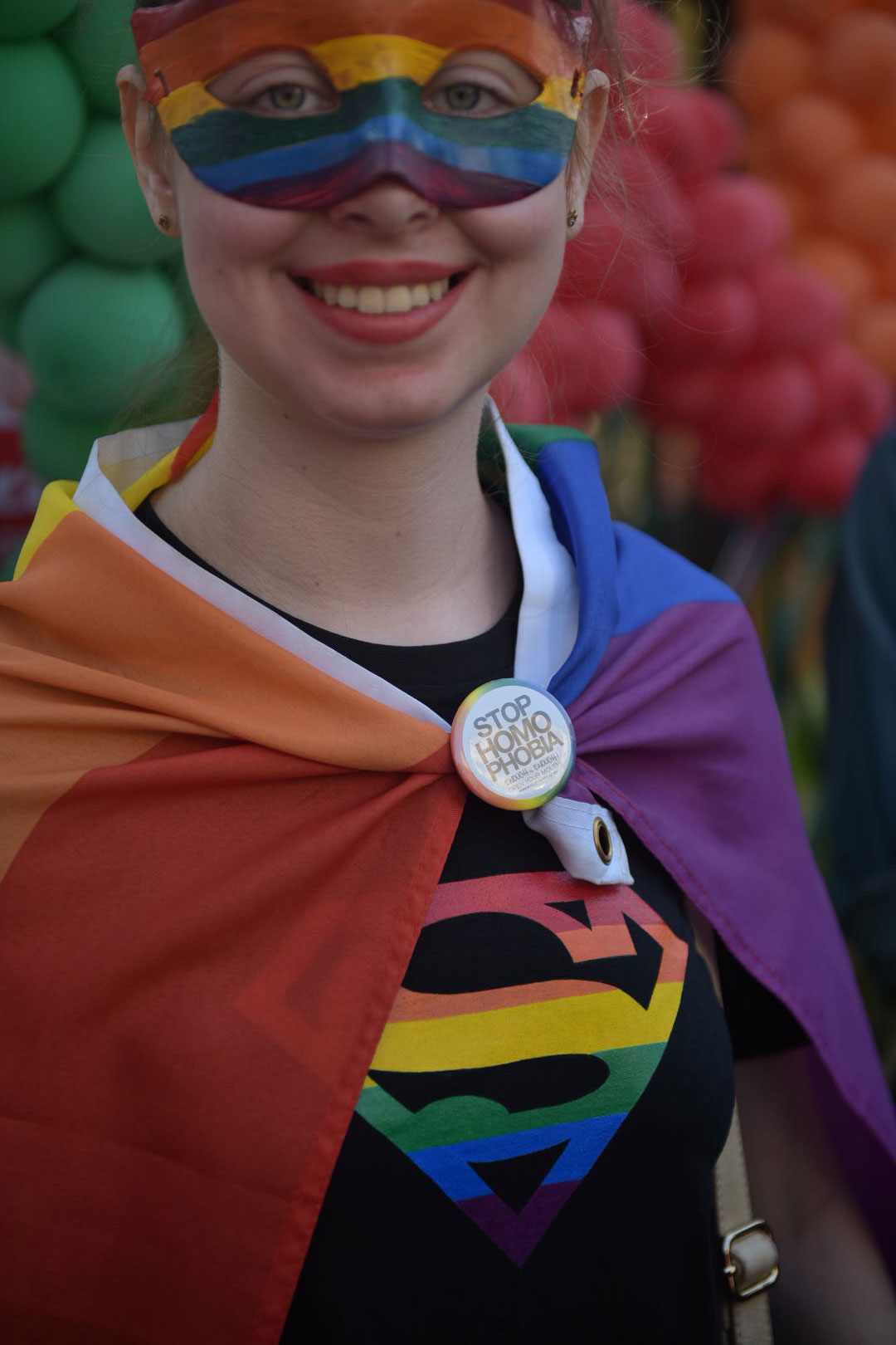 A participant of the Gay Pride Parade strikes a pose. A participant of the Gay Pride Parade strikes a pose.