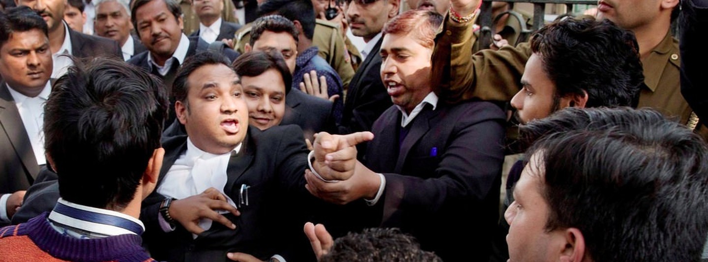 Lawyers clashed in Patiala House in 2016. Lawyers clashed in Patiala House in 2016.