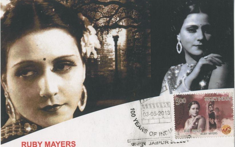 An Indian stamp issued in 2013 in honour of Sulochana (Ruby Meyers). She was a Baghdadi Jew from Pune. An Indian stamp issued in 2013 in honour of Sulochana (Ruby Meyers). She was a Baghdadi Jew from Pune.
