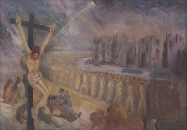 'You crucified me again' (Oil on canvas, dated 1969, exhibited 1971). 'You crucified me again' (Oil on canvas, dated 1969, exhibited 1971).