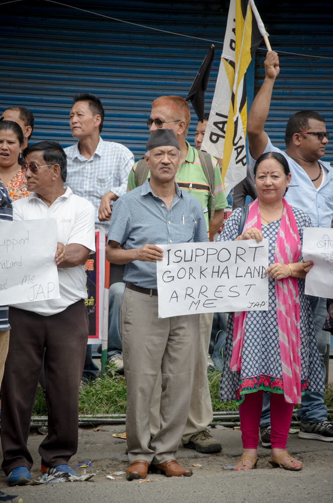 Jana Andolan Party President Dr Harka Bahadur Chettri along with party members during a peaceful rally supporting the demand for the creation of a separate state of Gorkhaland on June 16. Photo: Brihat Rai Jana Andolan Party President Dr Harka Bahadur Chettri along with party members during a peaceful rally supporting the demand for the creation of a separate state of Gorkhaland on June 16. Photo: Brihat Rai