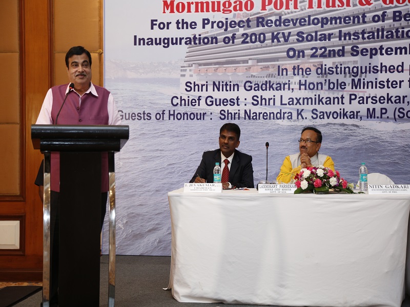 Nitin Gadkari at an event organised by the Mormugao Port Trust in Goa. Photo credit: Mormugao Port Trust Nitin Gadkari at an event organised by the Mormugao Port Trust in Goa. Photo credit: Mormugao Port Trust