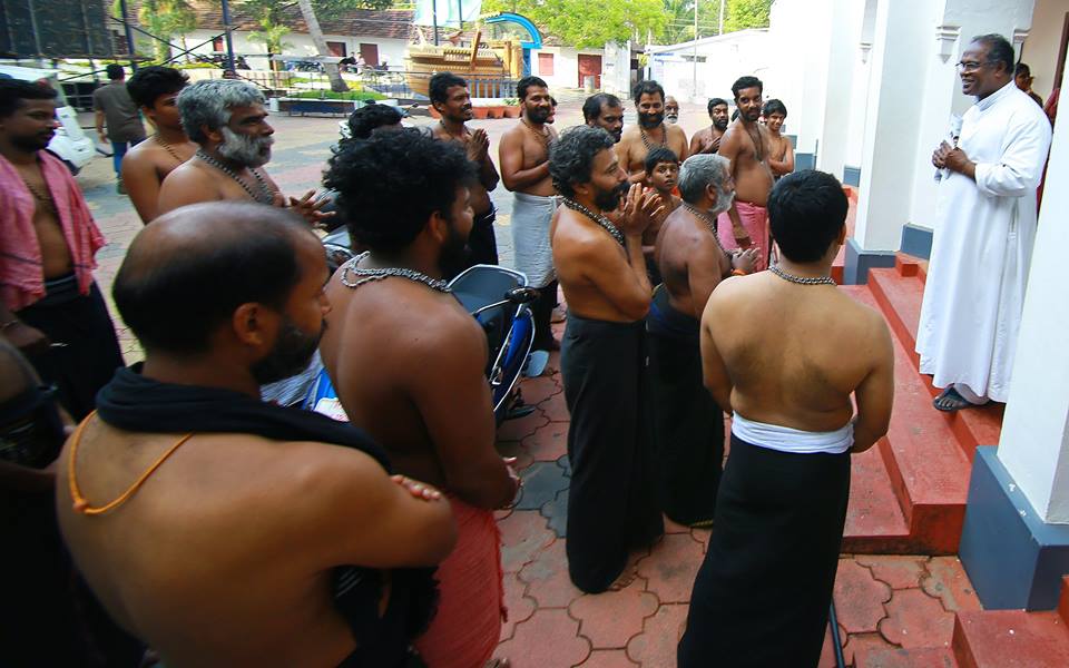 Sabarimala pilgrims meet Fr Christopher Arthasseril. Sabarimala pilgrims meet Fr Christopher Arthasseril.