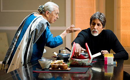Zohra Sehgal and Amitabh Bachchan in Cheeni Kum (2007). Zohra Sehgal and Amitabh Bachchan in Cheeni Kum (2007).