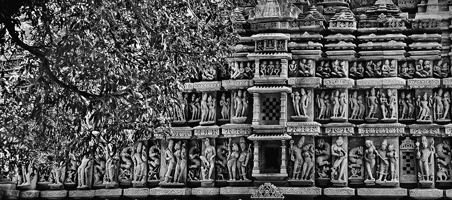 Intricate panels, northern wall of Parshwanatha Temple, 2011. (Photograph by Raghu Rai.) Intricate panels, northern wall of Parshwanatha Temple, 2011. (Photograph by Raghu Rai.)