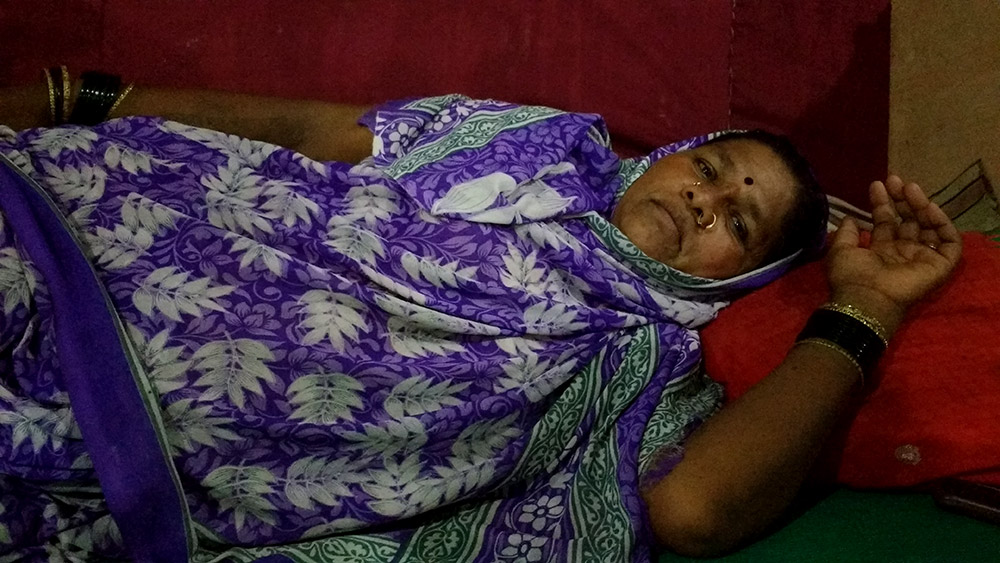 Anasuya Chavan is stressed at the prospect of having to go home where there's nothing to do, and a shortage of water too. (Photo credit: Mridula Chari). Anasuya Chavan is stressed at the prospect of having to go home where there's nothing to do, and a shortage of water too. (Photo credit: Mridula Chari).