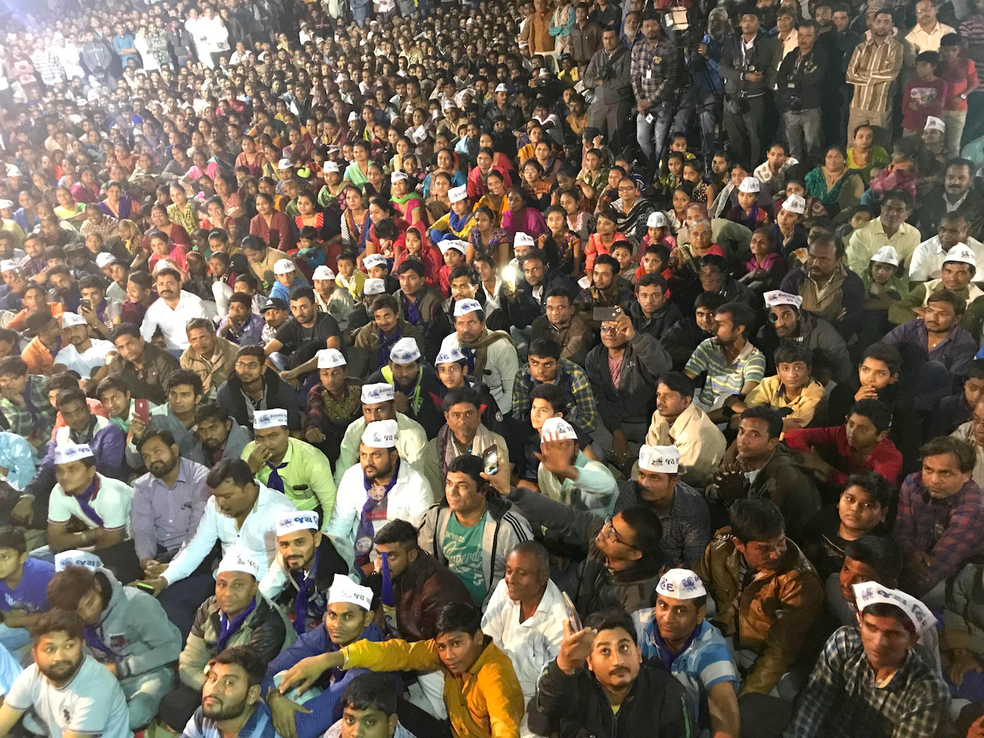 Hardik Patel's supporters wear caps that say 'Jai Hind, Jai Patidar'. Photo credit: Supriya Sharma Hardik Patel's supporters wear caps that say 'Jai Hind, Jai Patidar'. Photo credit: Supriya Sharma