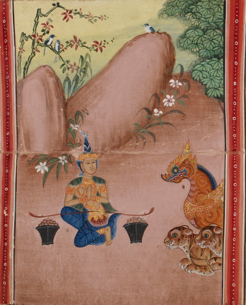 Thai illustrated manuscript of the Ten Birth Tales, 19th century. British Library, Or 16552, f. 52 Thai illustrated manuscript of the Ten Birth Tales, 19th century. British Library, Or 16552, f. 52
