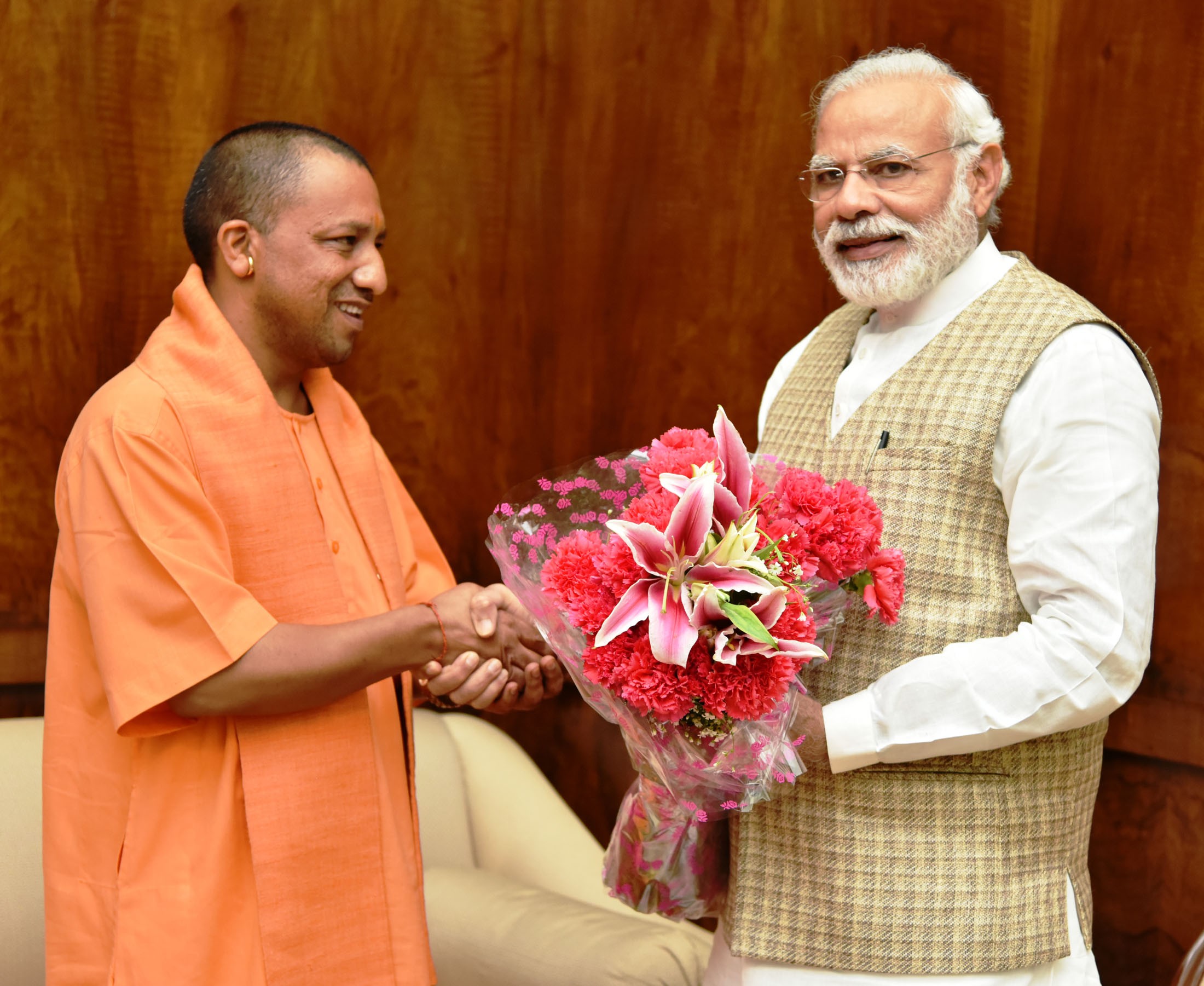 Prime Minister Narendra Modi with Uttar Pradesh Chief Minister Adityanath. (Credit: Press Information Bureau) Prime Minister Narendra Modi with Uttar Pradesh Chief Minister Adityanath. (Credit: Press Information Bureau)