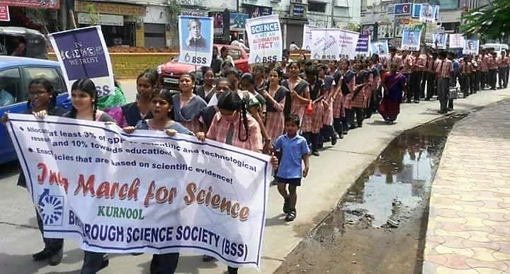Students in Kurnool rallying for the march on August 9. Credit: India March for Science - Trivandrum via Facebook Students in Kurnool rallying for the march on August 9. Credit: India March for Science - Trivandrum via Facebook