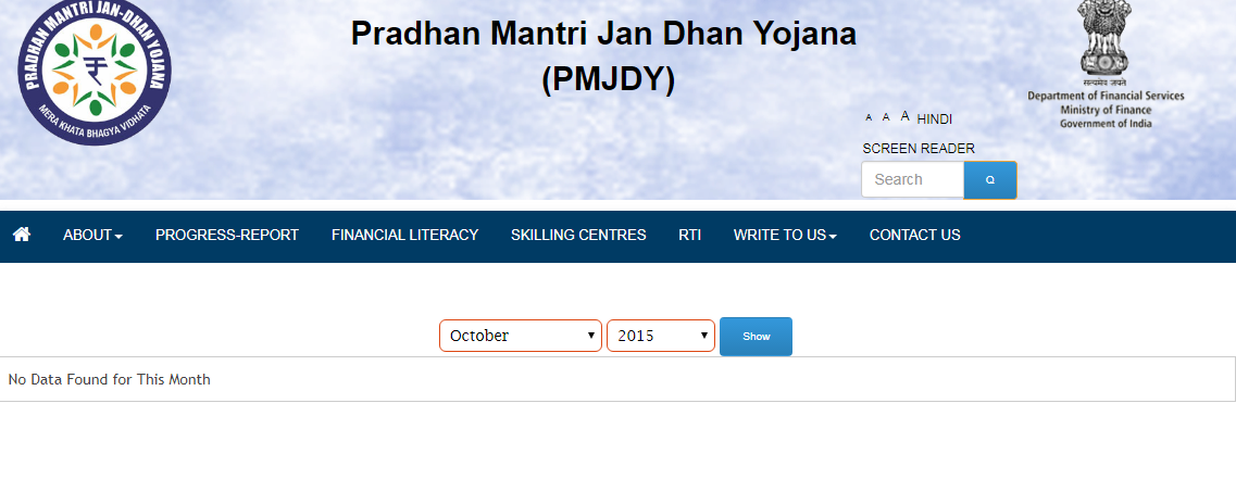 Screen grabs from the Pradhan Mantri Jan Dhan Yojana website, taken on September 5. Screen grabs from the Pradhan Mantri Jan Dhan Yojana website, taken on September 5.