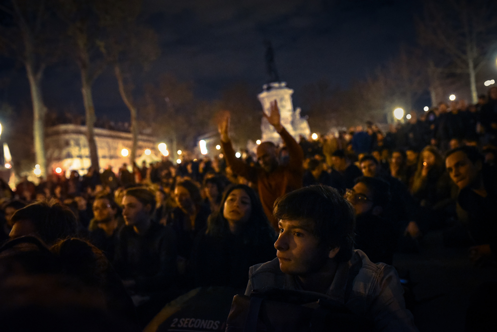 The General Assembly of Nuit debout. Place de la République, April 2016. The General Assembly of Nuit debout. Place de la République, April 2016.