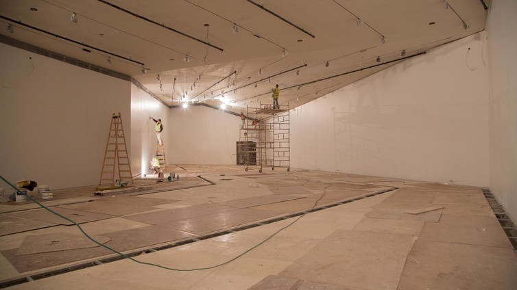 The interior in construction. © The Palestinian Museum The interior in construction. © The Palestinian Museum