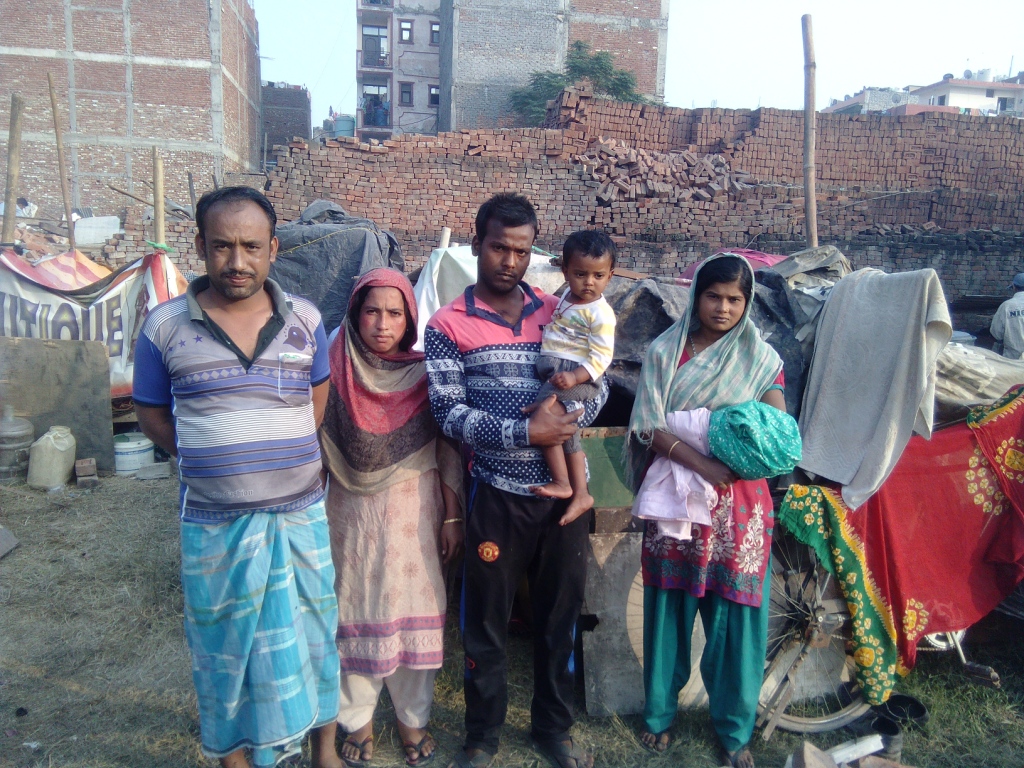 Sahejuddin (left), his wife Ayesha, brother-in-law Hassan Ali and a relative outside Sahejuddin's hut. Photo: Abhishek Dey Sahejuddin (left), his wife Ayesha, brother-in-law Hassan Ali and a relative outside Sahejuddin's hut. Photo: Abhishek Dey
