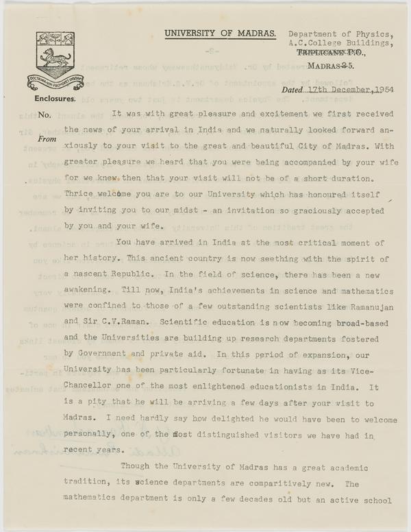 A letter GNR co-wrote to Paul Dirac, the English theoretical physicist who made fundamental contributions to both quantum mechanics and quantum electrodynamics. A letter GNR co-wrote to Paul Dirac, the English theoretical physicist who made fundamental contributions to both quantum mechanics and quantum electrodynamics.