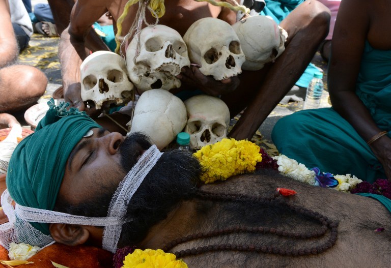 Tamil Nadu farmers protest in Jantar Mantar, Delhi, in March-April. (Credit: Sajjad Hussain / AFP) Tamil Nadu farmers protest in Jantar Mantar, Delhi, in March-April. (Credit: Sajjad Hussain / AFP)