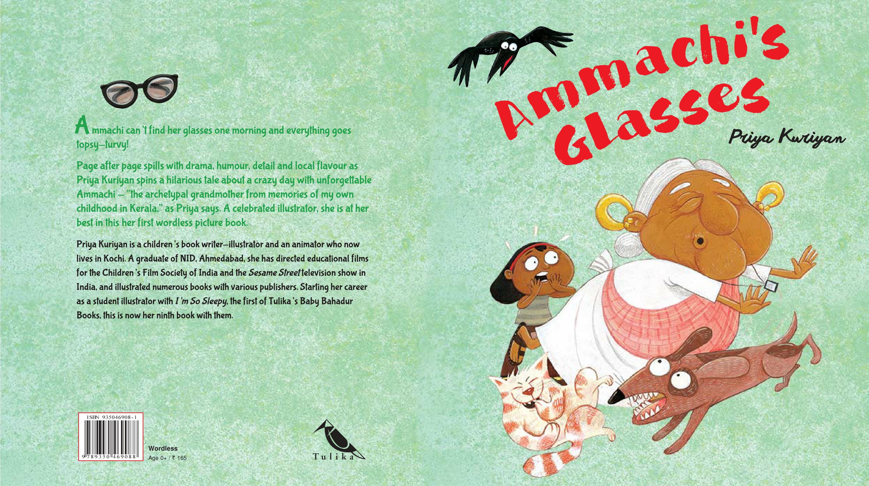 In the story, Ammachi trips over the dog, wears her granddaughter’s shirt, sends a button flying across the room and almost eats a bug for lunch. In the story, Ammachi trips over the dog, wears her granddaughter’s shirt, sends a button flying across the room and almost eats a bug for lunch.