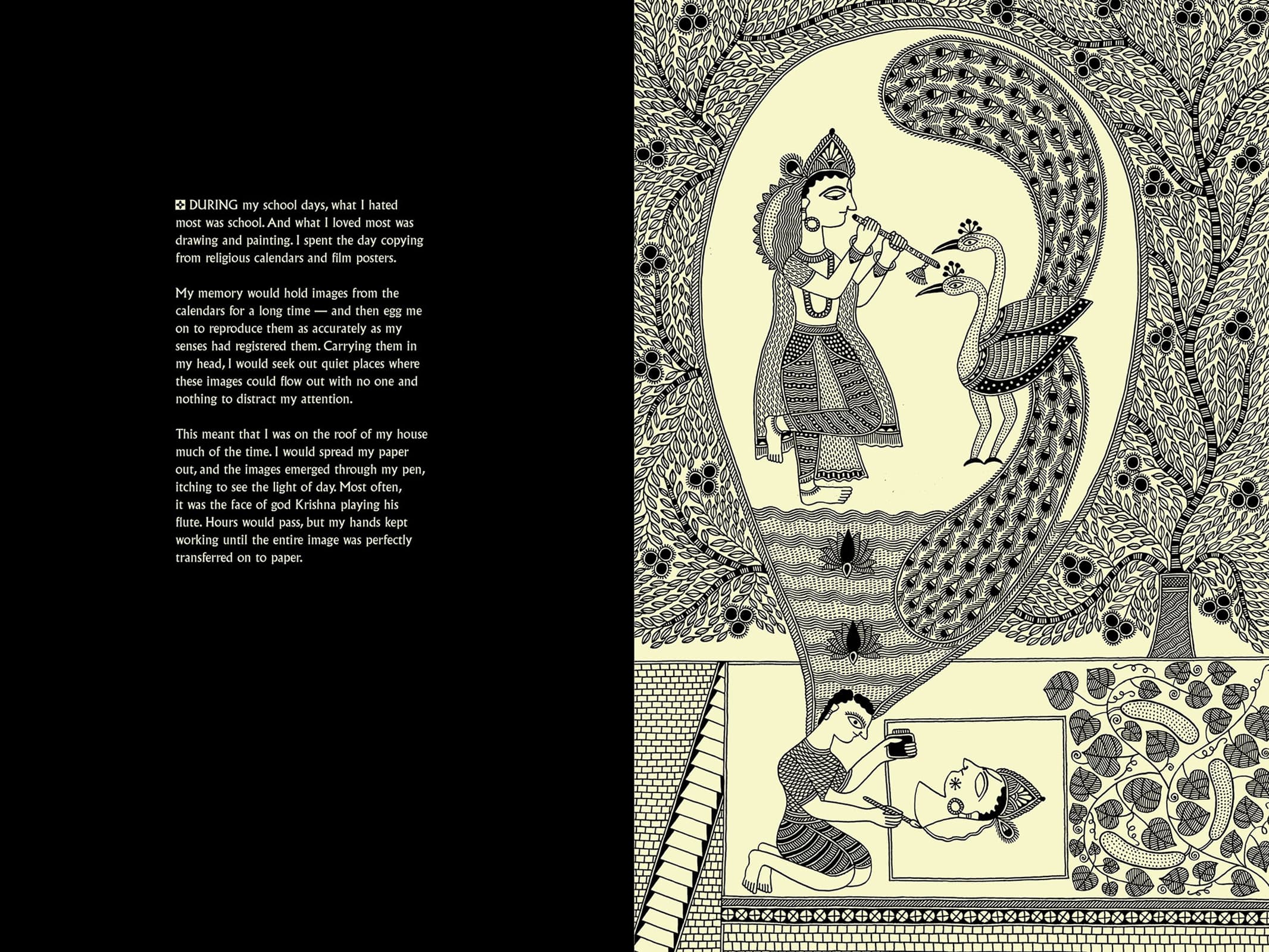 A page from 'Black: An Artist's Tribute', by Santosh Das Gupta (Image courtesy: Artisans'). A page from 'Black: An Artist's Tribute', by Santosh Das Gupta (Image courtesy: Artisans').
