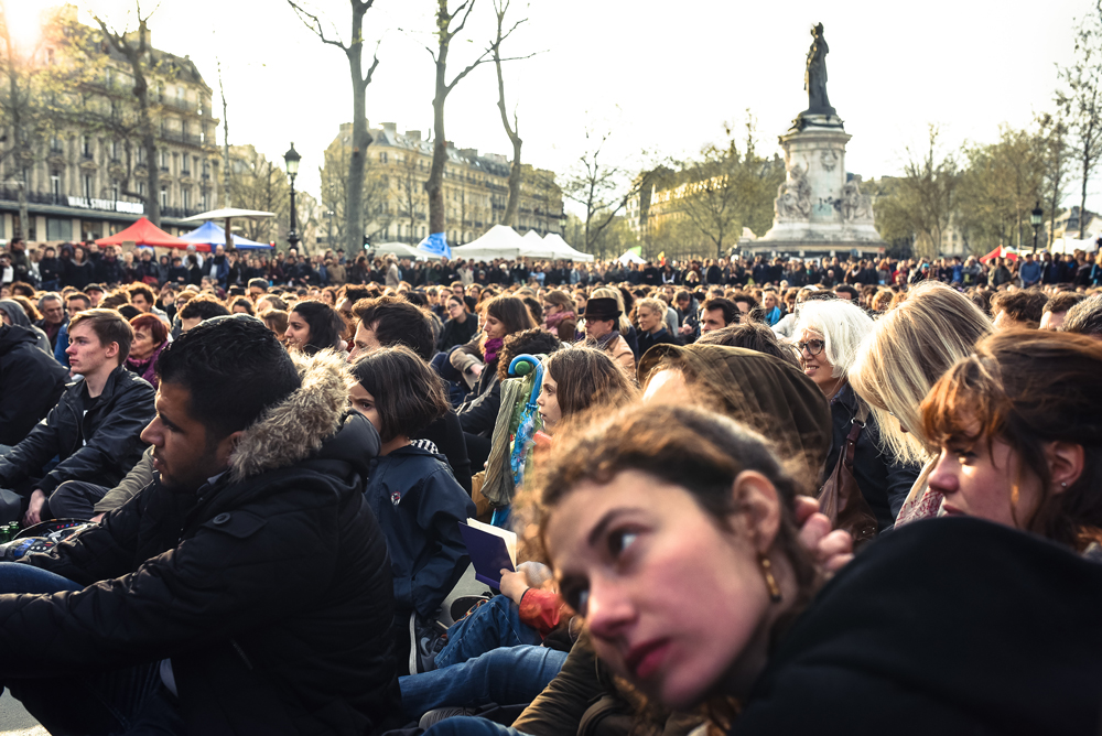 The beginning of the General Assembly of Nuit debout. Place de la République, April 2016. The beginning of the General Assembly of Nuit debout. Place de la République, April 2016.