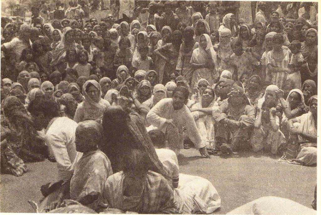 A performance of 'Om Swaha' in 1980-'81, featuring Subhadra Butalia, Ayesha Heble, Sharda Behn, Rama, among other actors. Photo credit: Sheba Chachhi. A performance of 'Om Swaha' in 1980-'81, featuring Subhadra Butalia, Ayesha Heble, Sharda Behn, Rama, among other actors. Photo credit: Sheba Chachhi.