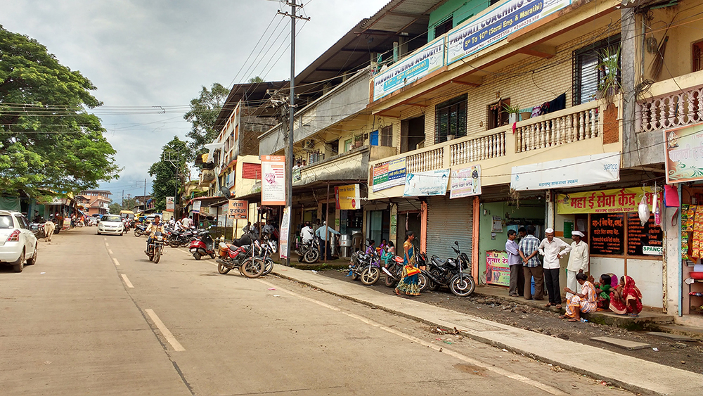 The market road of Dhasai is empty in the middle of the afternoon. The market road of Dhasai is empty in the middle of the afternoon.