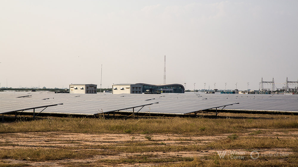 India’s pivot away from coal is aided by one of the world’s largest solar photovoltaic plants, which opened last year on dry rangeland near Kamuthi in southern Tamil Nadu. Photograph by, Dhruv Malhotra © Wilson Center/Circle of Blue India’s pivot away from coal is aided by one of the world’s largest solar photovoltaic plants, which opened last year on dry rangeland near Kamuthi in southern Tamil Nadu. Photograph by, Dhruv Malhotra © Wilson Center/Circle of Blue