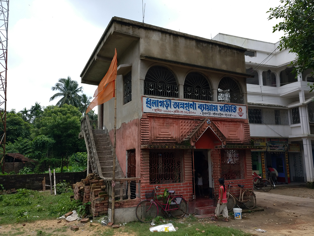 Saffron flags outside Annapurna club. Photo credit: Shoaib Daniyal Saffron flags outside Annapurna club. Photo credit: Shoaib Daniyal