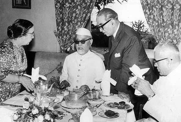 KA and Luba Hamied with his good friend Zakir Husain (second from left), who became President of India. KA and Luba Hamied with his good friend Zakir Husain (second from left), who became President of India.
